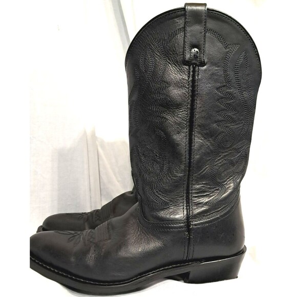 Smoky Mountain Mens Pull On Denver Cowboy Black Leather Boot Size 10  4032 - Picture 1 of 12